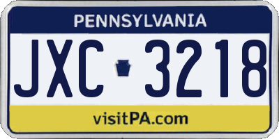 PA license plate JXC3218