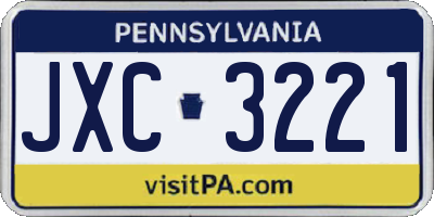 PA license plate JXC3221