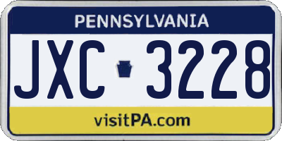 PA license plate JXC3228