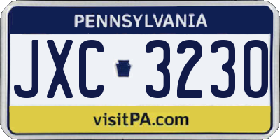 PA license plate JXC3230