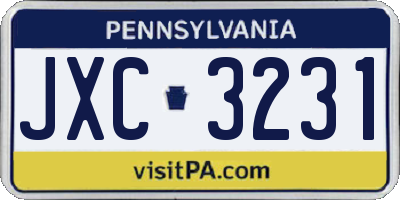 PA license plate JXC3231