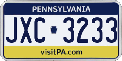 PA license plate JXC3233
