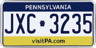 PA license plate JXC3235