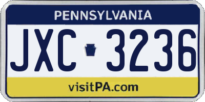 PA license plate JXC3236