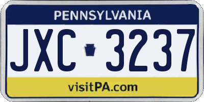 PA license plate JXC3237