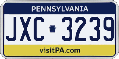 PA license plate JXC3239