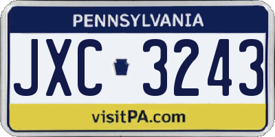 PA license plate JXC3243
