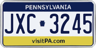 PA license plate JXC3245