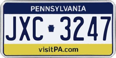 PA license plate JXC3247