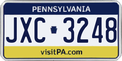 PA license plate JXC3248
