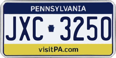 PA license plate JXC3250