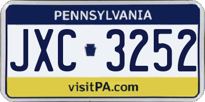 PA license plate JXC3252