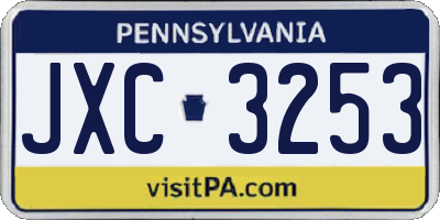 PA license plate JXC3253