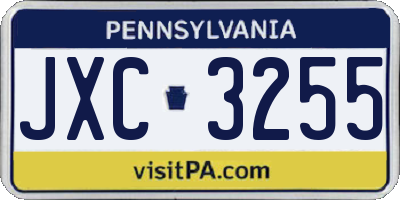 PA license plate JXC3255