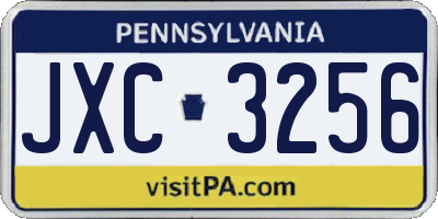 PA license plate JXC3256