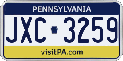 PA license plate JXC3259