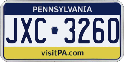 PA license plate JXC3260