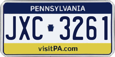 PA license plate JXC3261