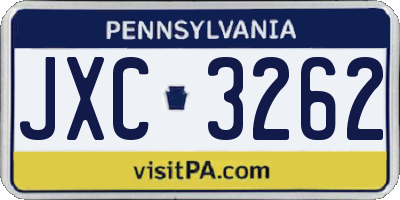 PA license plate JXC3262
