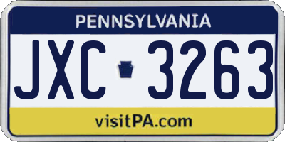 PA license plate JXC3263