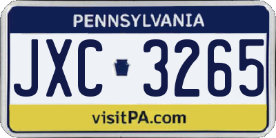 PA license plate JXC3265