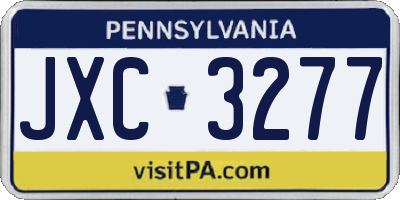 PA license plate JXC3277