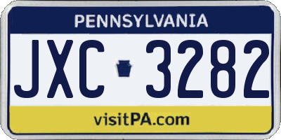 PA license plate JXC3282