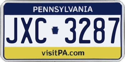 PA license plate JXC3287