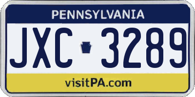 PA license plate JXC3289