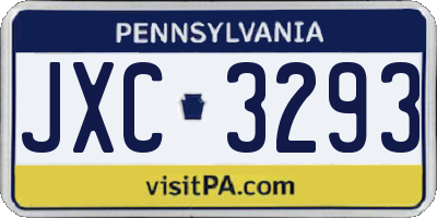 PA license plate JXC3293