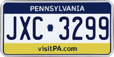 PA license plate JXC3299