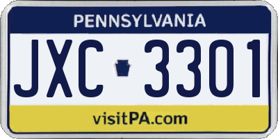 PA license plate JXC3301