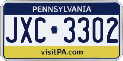 PA license plate JXC3302