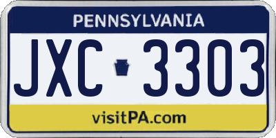PA license plate JXC3303