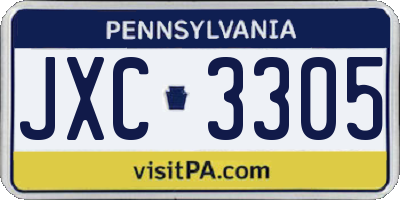 PA license plate JXC3305