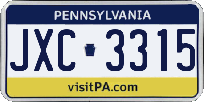 PA license plate JXC3315