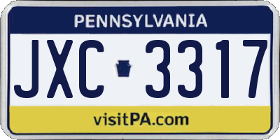 PA license plate JXC3317