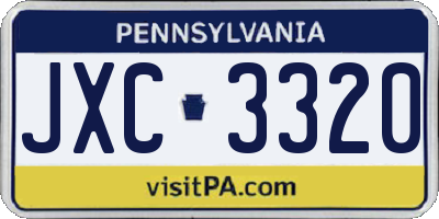 PA license plate JXC3320