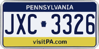 PA license plate JXC3326