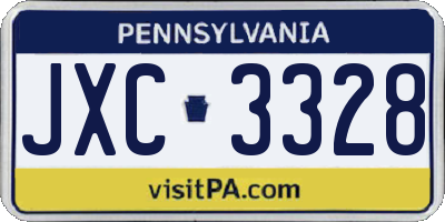 PA license plate JXC3328