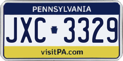 PA license plate JXC3329