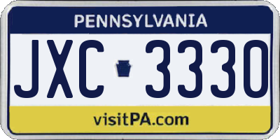 PA license plate JXC3330