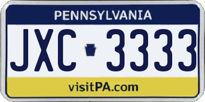 PA license plate JXC3333