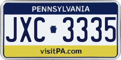 PA license plate JXC3335