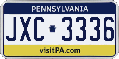 PA license plate JXC3336