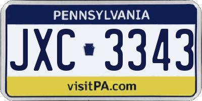 PA license plate JXC3343