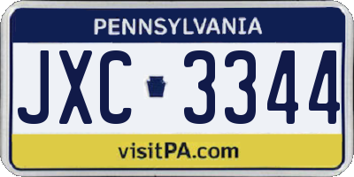 PA license plate JXC3344