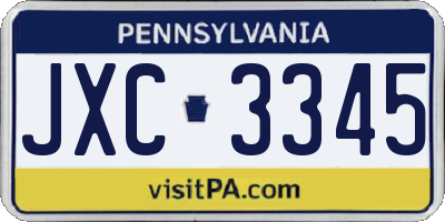 PA license plate JXC3345