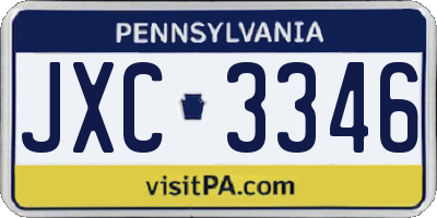 PA license plate JXC3346