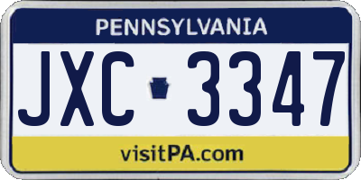 PA license plate JXC3347